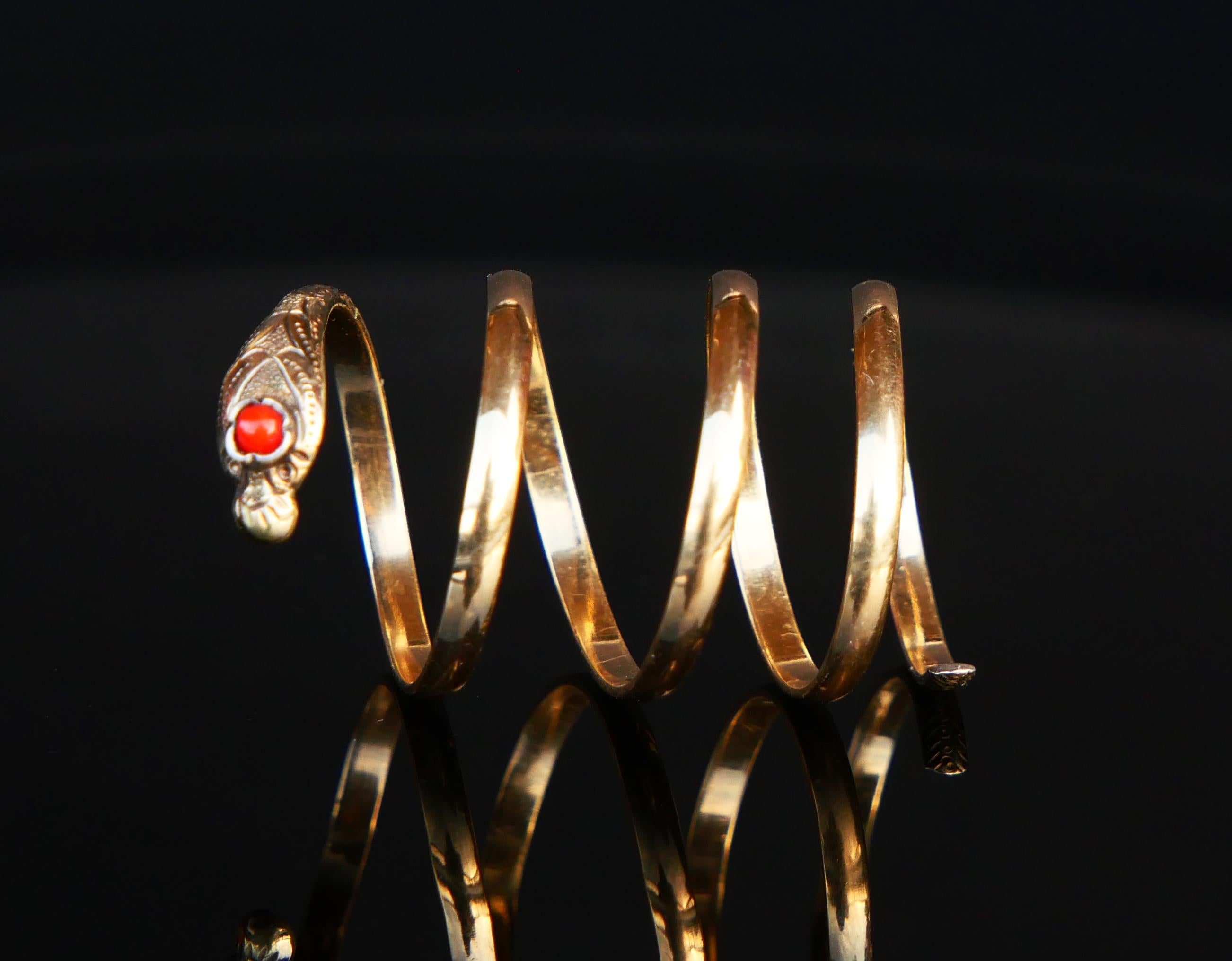 Art Nouveau Antique Snake Serpent Ring solid 14K Gold Ø US 7- 8 / 4.2gr For Sale