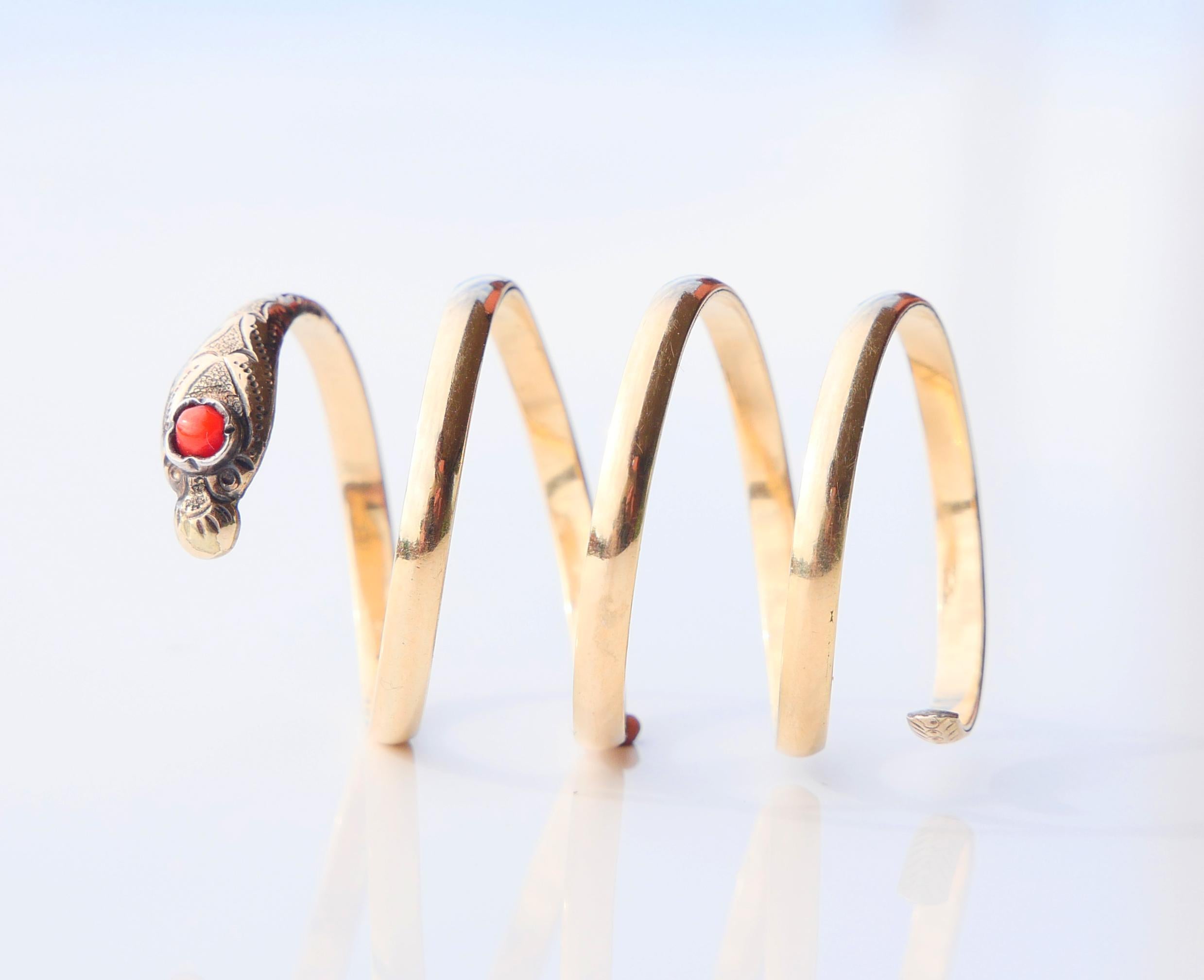Antique Snake Serpent Ring solid 14K Gold Ø US 7- 8 / 4.2gr For Sale 3