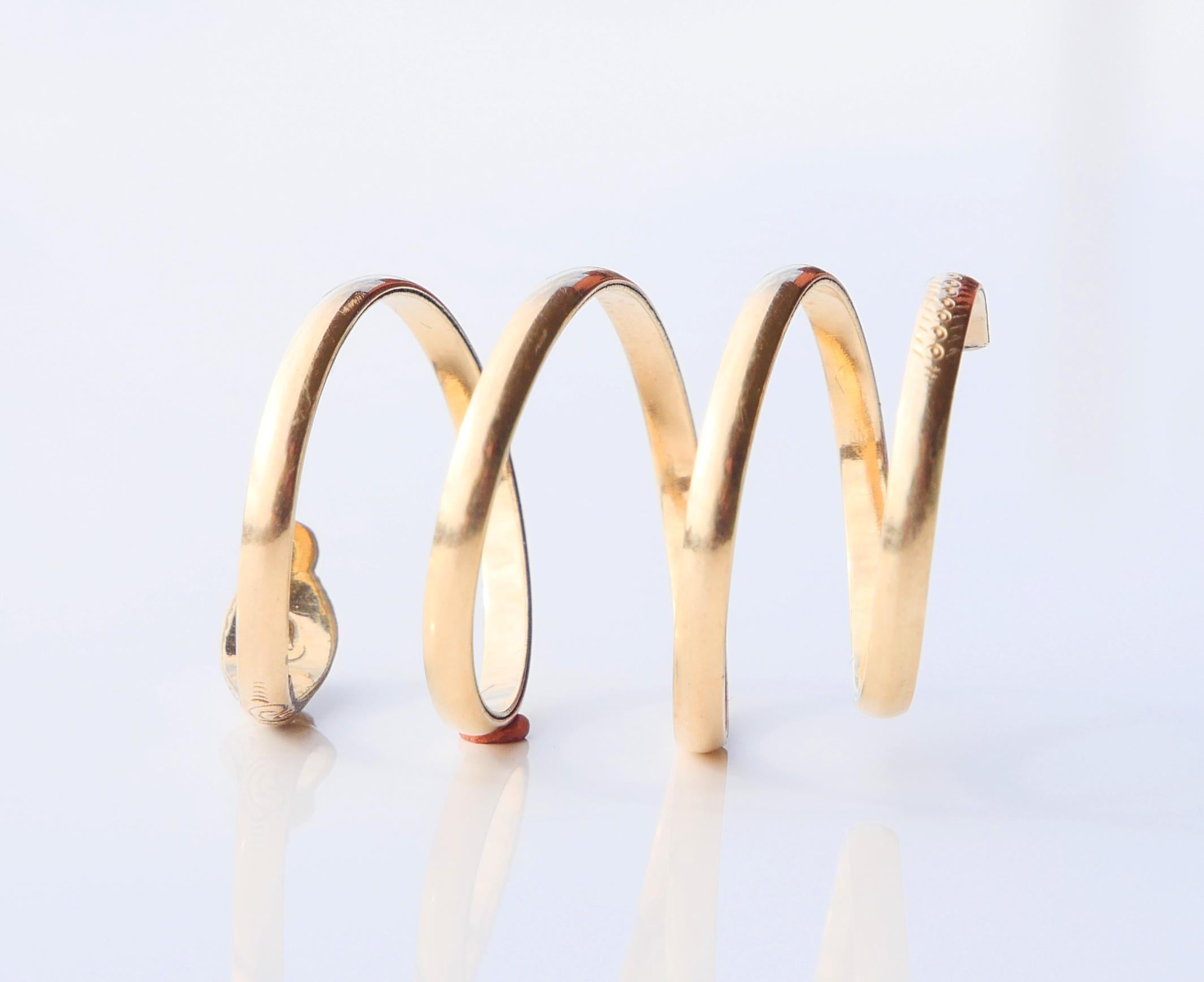 Antique Snake Serpent Ring solid 14K Gold Ø US 7- 8 / 4.2gr For Sale 4