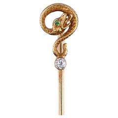 Antique Snake Stickpin of 14k Gold