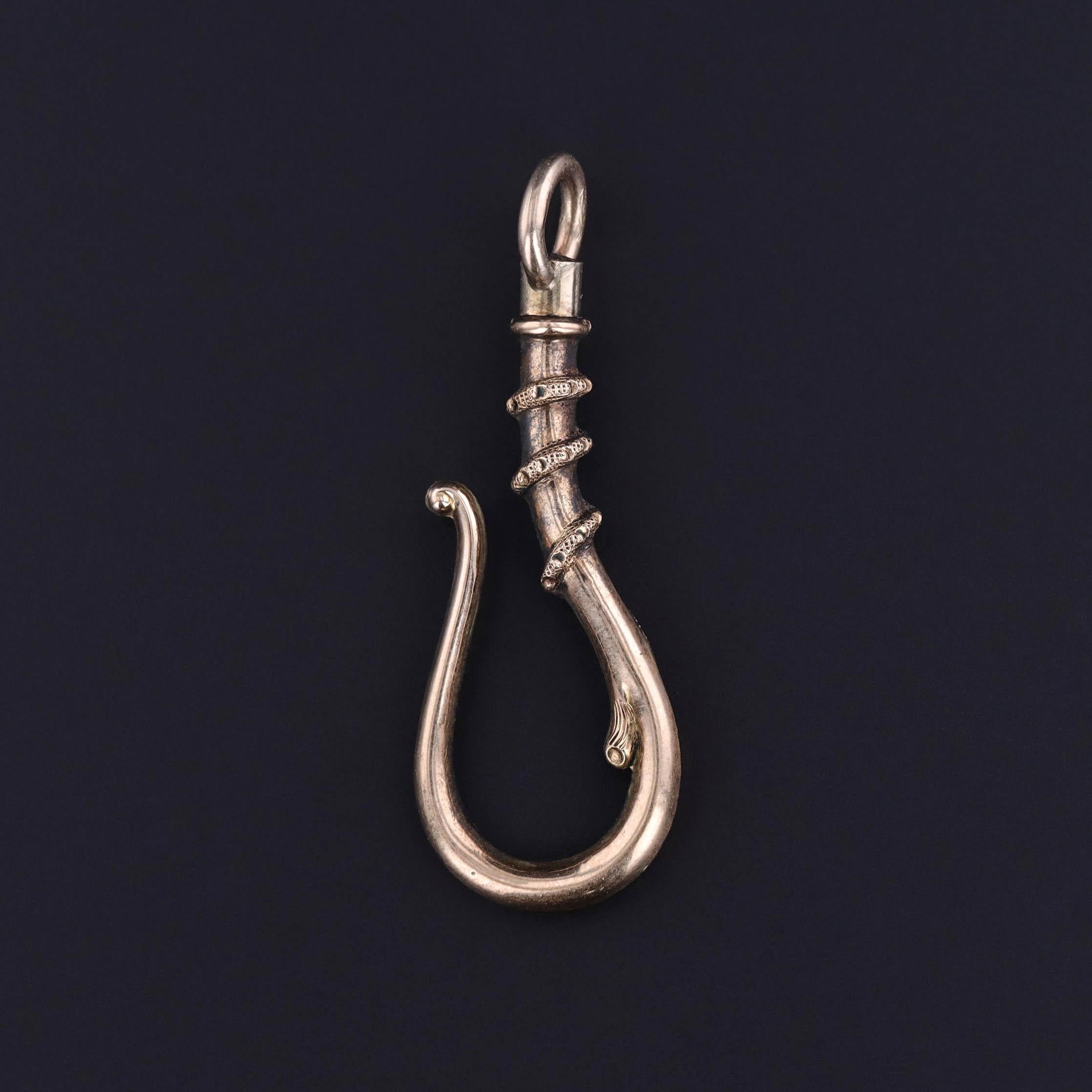 Victorian Antique Snake Watch Hook or Charm Holder of 14k Gold