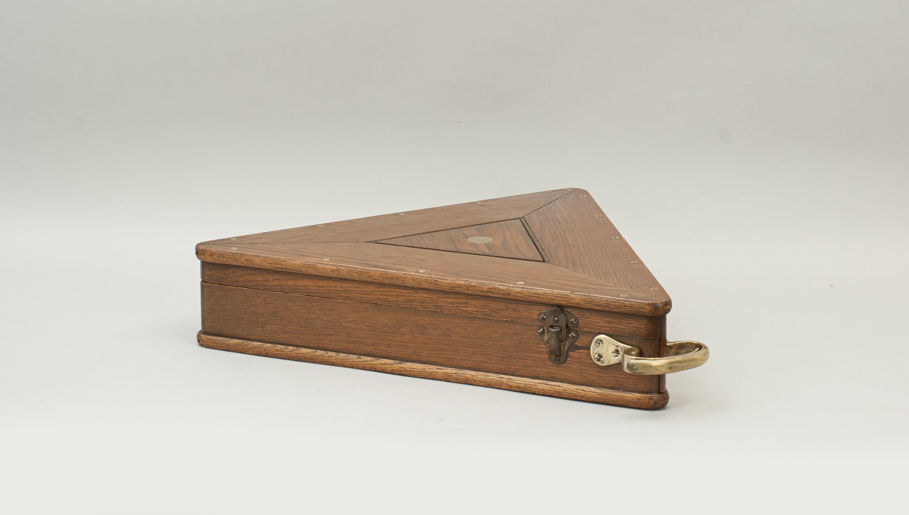 Antique Snooker Balls in Oak Snooker Ball Case with Triangle For Sale at 1stDibs