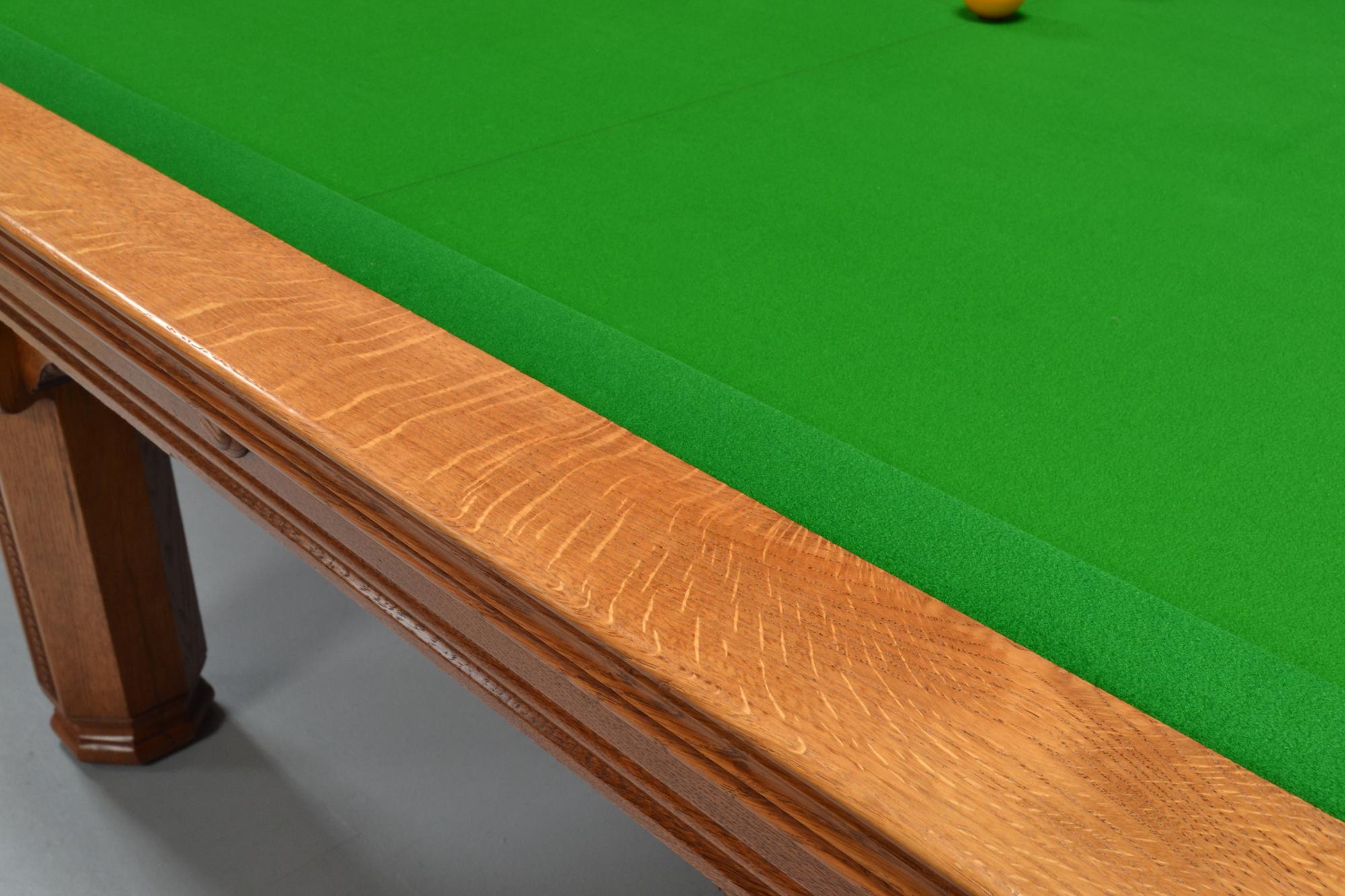 20th Century Antique Snooker Billiard Table Pool Table Art Nouveau Design Solid Oak