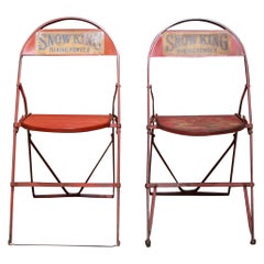 Antique Snow King Baking Powder Avertising Folding Chairs c.1930