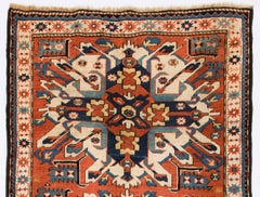 4.2x8.7 Ft Antique so called Sunburst or Eagle Kazak Rug from Karabakh. Ca 1875
