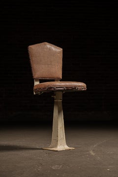 Antique Soda Fountain or Lunch Counter Stool on Cast Iron Base