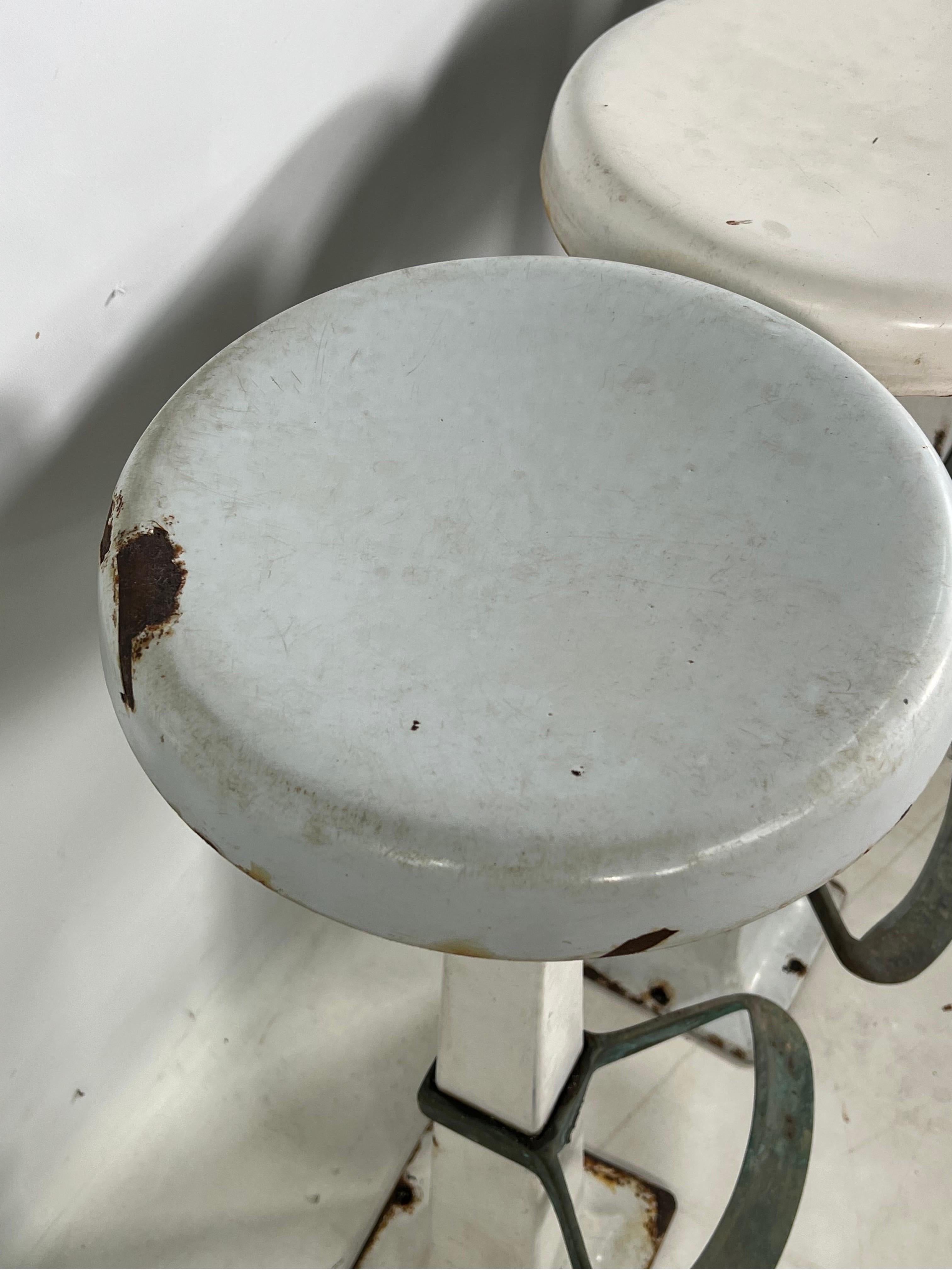 Antique Soda Fountain Porcelain Bar Stools, Set of 4 at 1stDibs