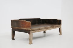 Antique Sofa Bed Late Ming in Carved Wood and Rattan, Late 19 Th Century