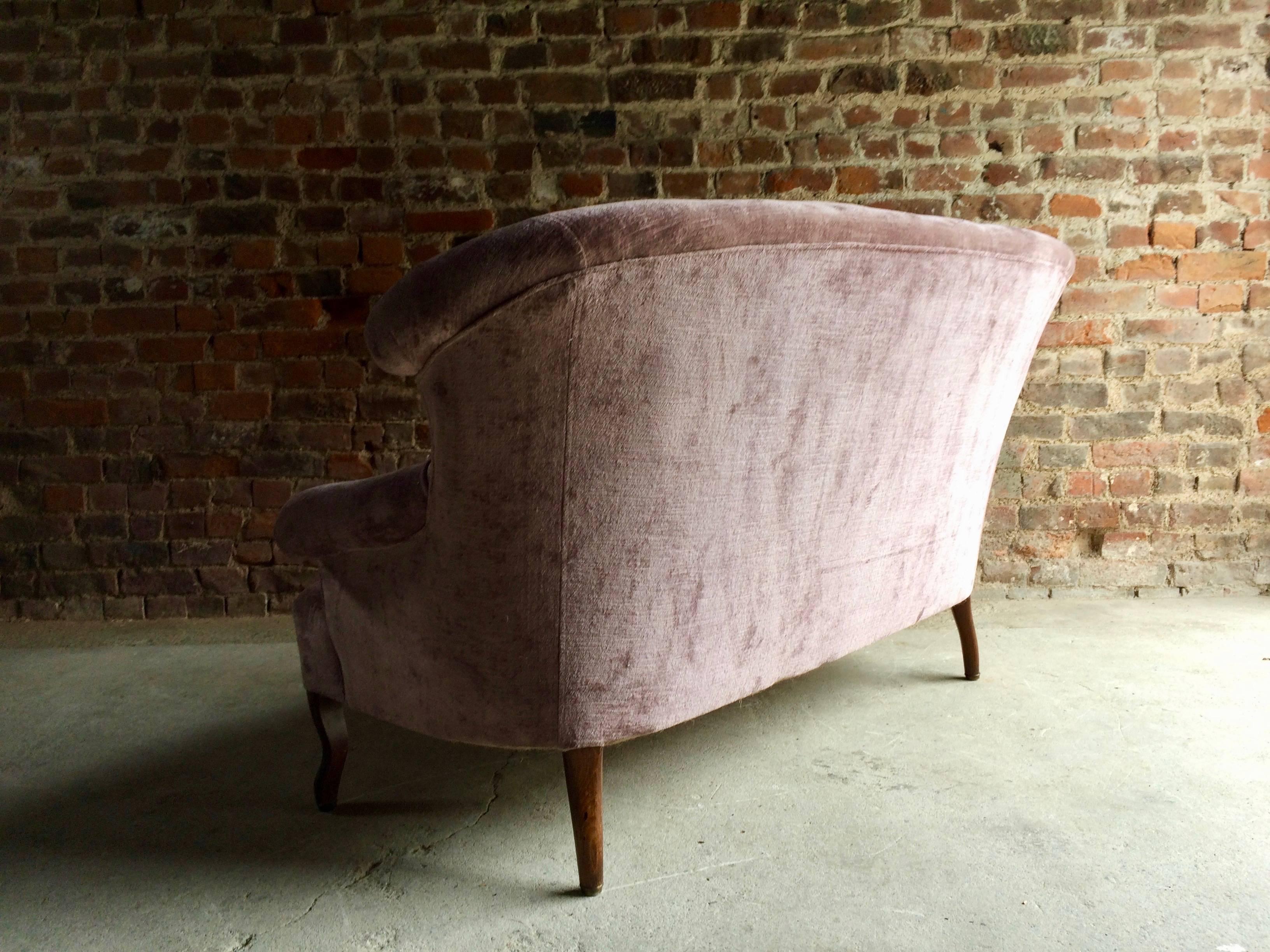 Antique Sofa Settee Purple Velvet Victorian 19th Century Mahogany 4