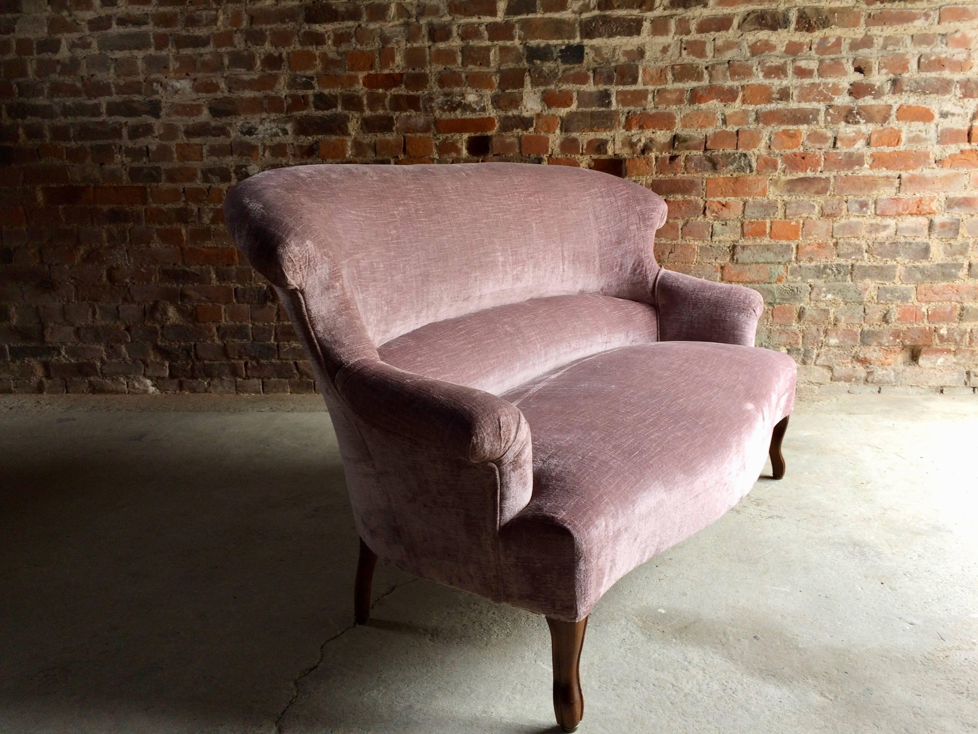 Antique Sofa Settee Purple Velvet Victorian 19th Century Mahogany In Good Condition In Longdon, Tewkesbury