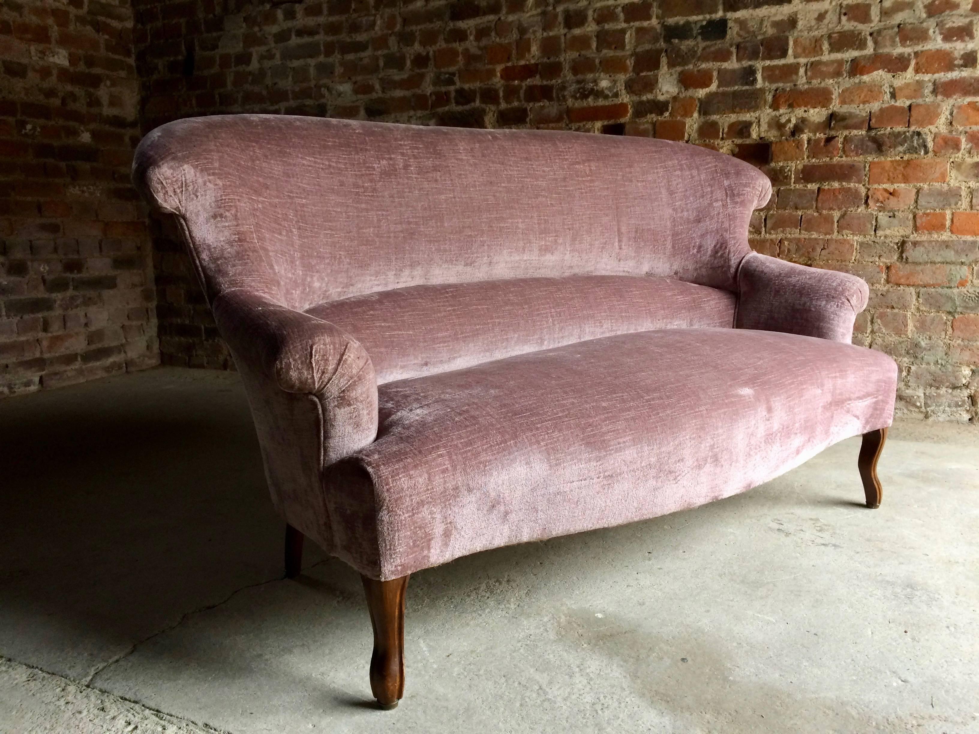 Late 19th Century Antique Sofa Settee Purple Velvet Victorian 19th Century Mahogany