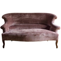 Antique Sofa Settee Purple Velvet Victorian 19th Century Mahogany