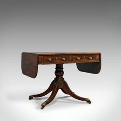 Antique Sofa Table, English, Rosewood, Drop-Leaf, Side, Occasional, Regency