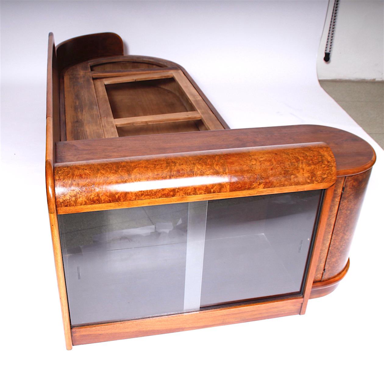 Walnut Antique Sofa with a Bookshelf and Bar