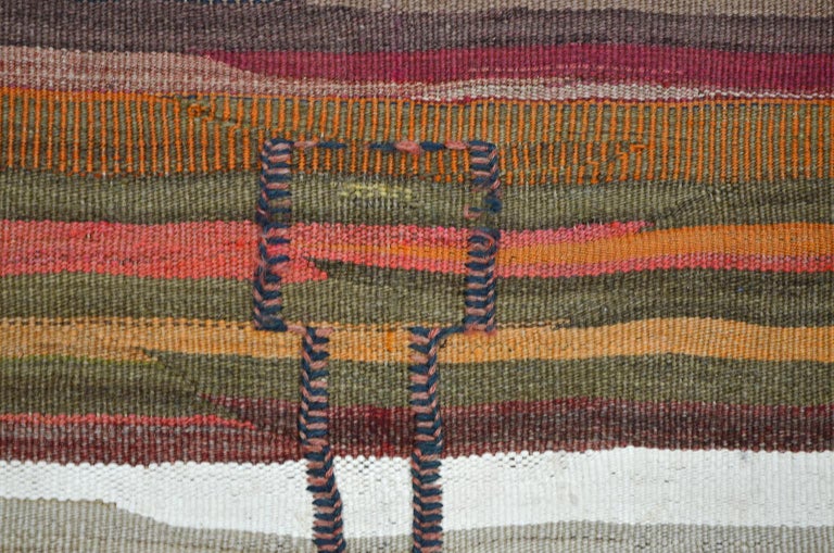 Wool Antique 1900s Persian Sofreh Rug, Kilim & Soumak Weave, 4x5
