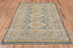 Antique Soft Blue Turkish Oushak Rug, circa 1930s