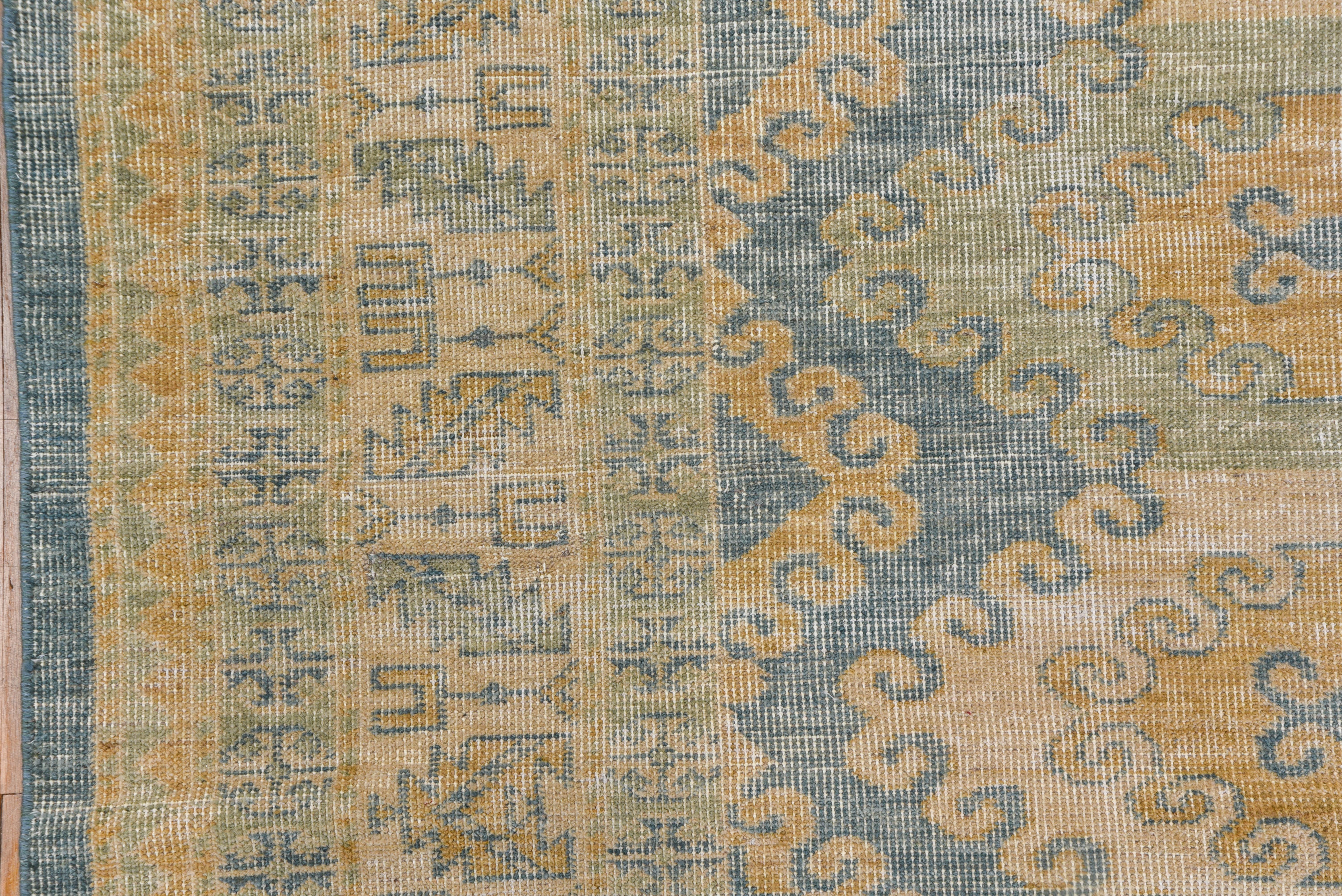Antique Soft Blue Turkish Oushak Rug, circa 1930s In Good Condition In New York, NY