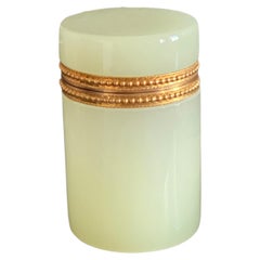 Antique Soft Jade Green Opaline Glass Box, Cendese Glass, Murano Glass