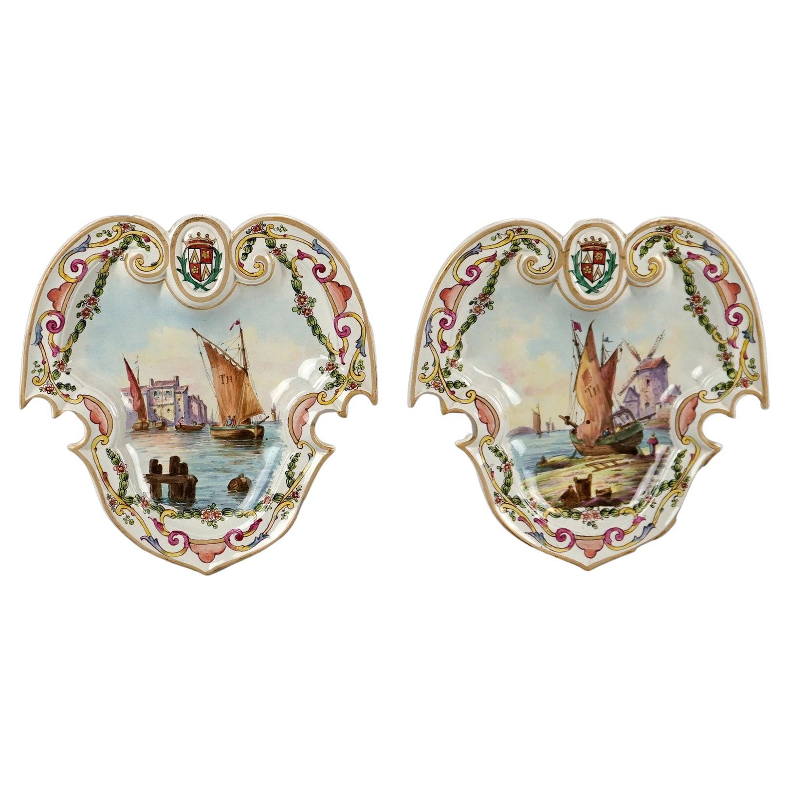 Antique Soft Paste Faience French Maritime Polychrome Plates, Lille 1767  For Sale at 1stDibs