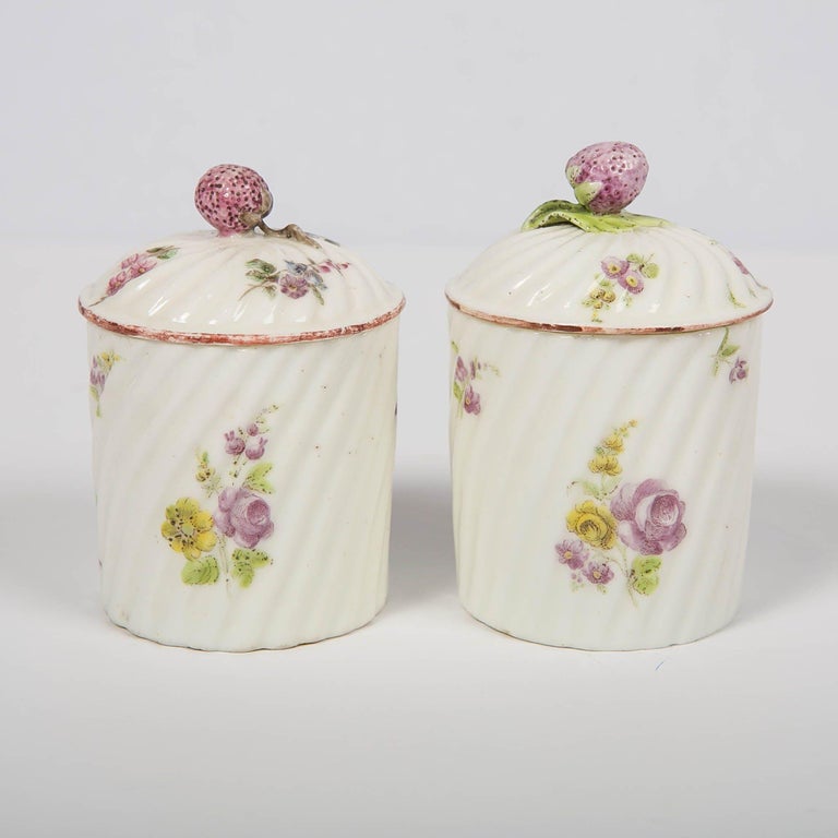 Antique Soft Paste Porcelain Pots by Mennecy Made circa 1750 at 1stDibs