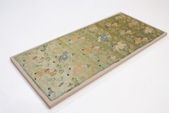 Antique Soft Teal Chinese Qing Dynasty Silk Brocade with Auspicious Symbols