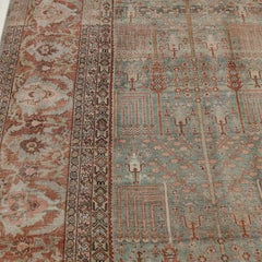 Antique Soft Teal Green Bijar Oversize Carpet with All-Over Pattern