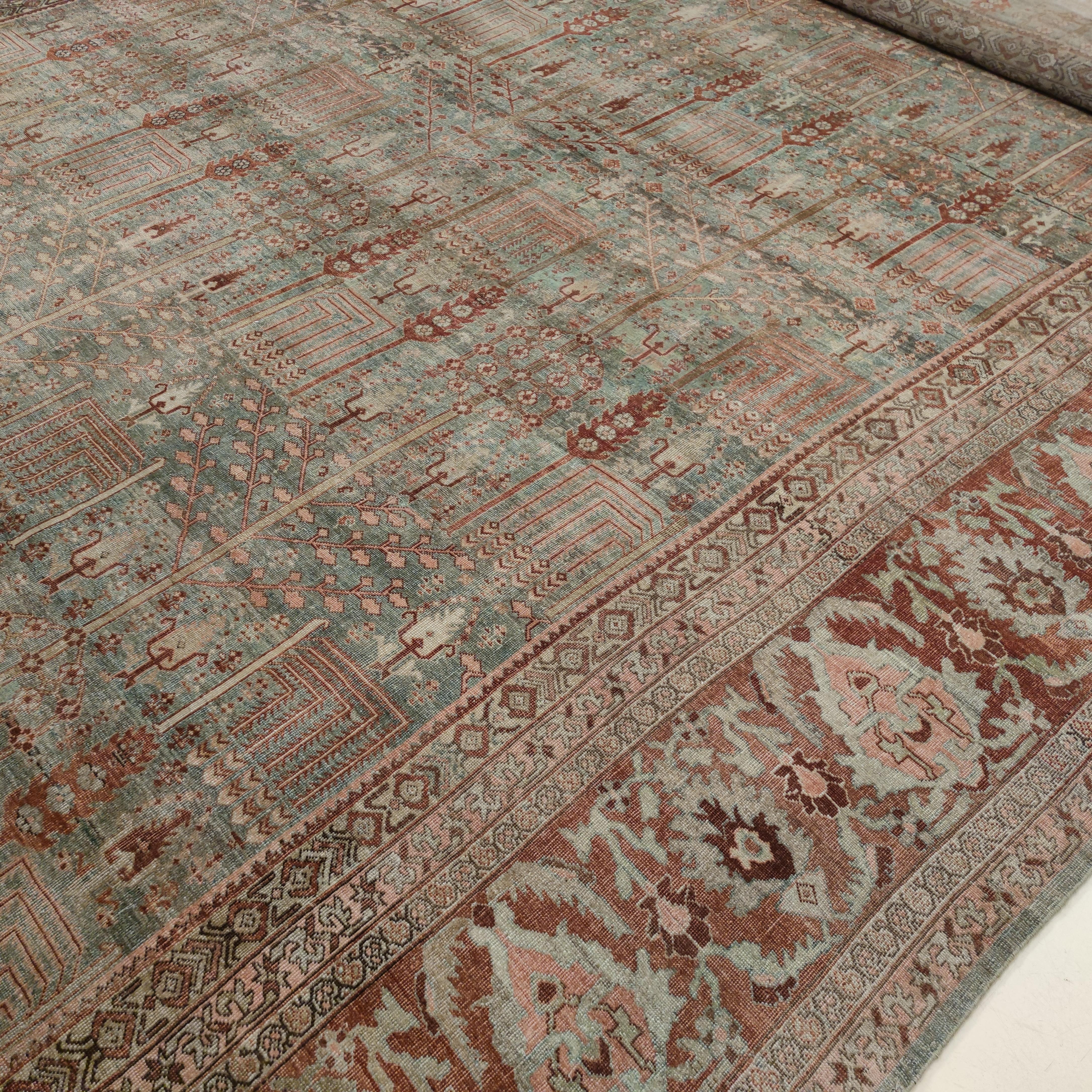 Antiker weicher tealgrüner Bijar-Teppich in Übergröße mit All-Over-Muster (Aserbaidschanisch) im Angebot