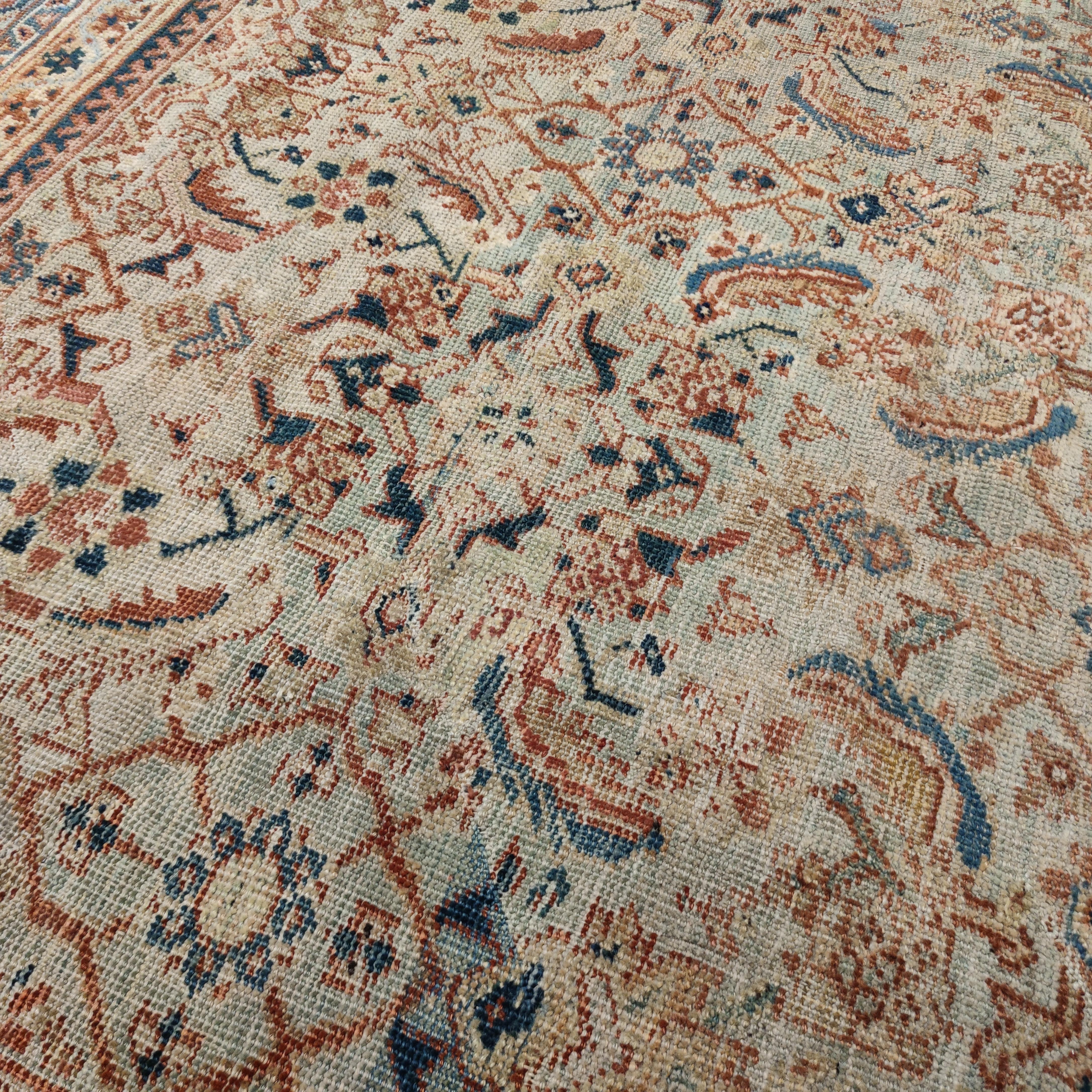 Azerbaïdjanais Tapis ancien Ziegler Sultanabad bleu sarcelle à motifs sur toute sa surface en vente