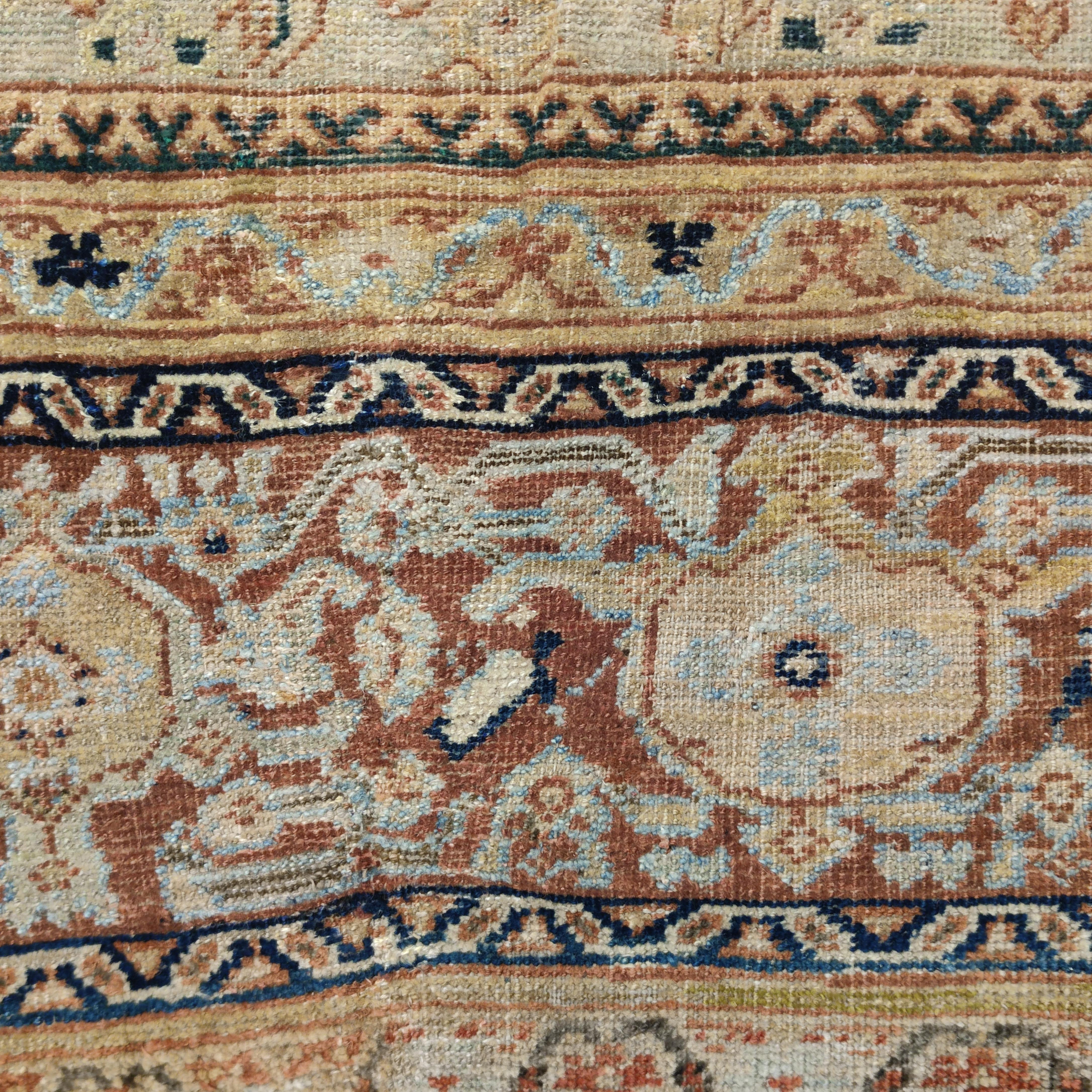 Laine Tapis ancien Ziegler Sultanabad bleu sarcelle à motifs sur toute sa surface en vente