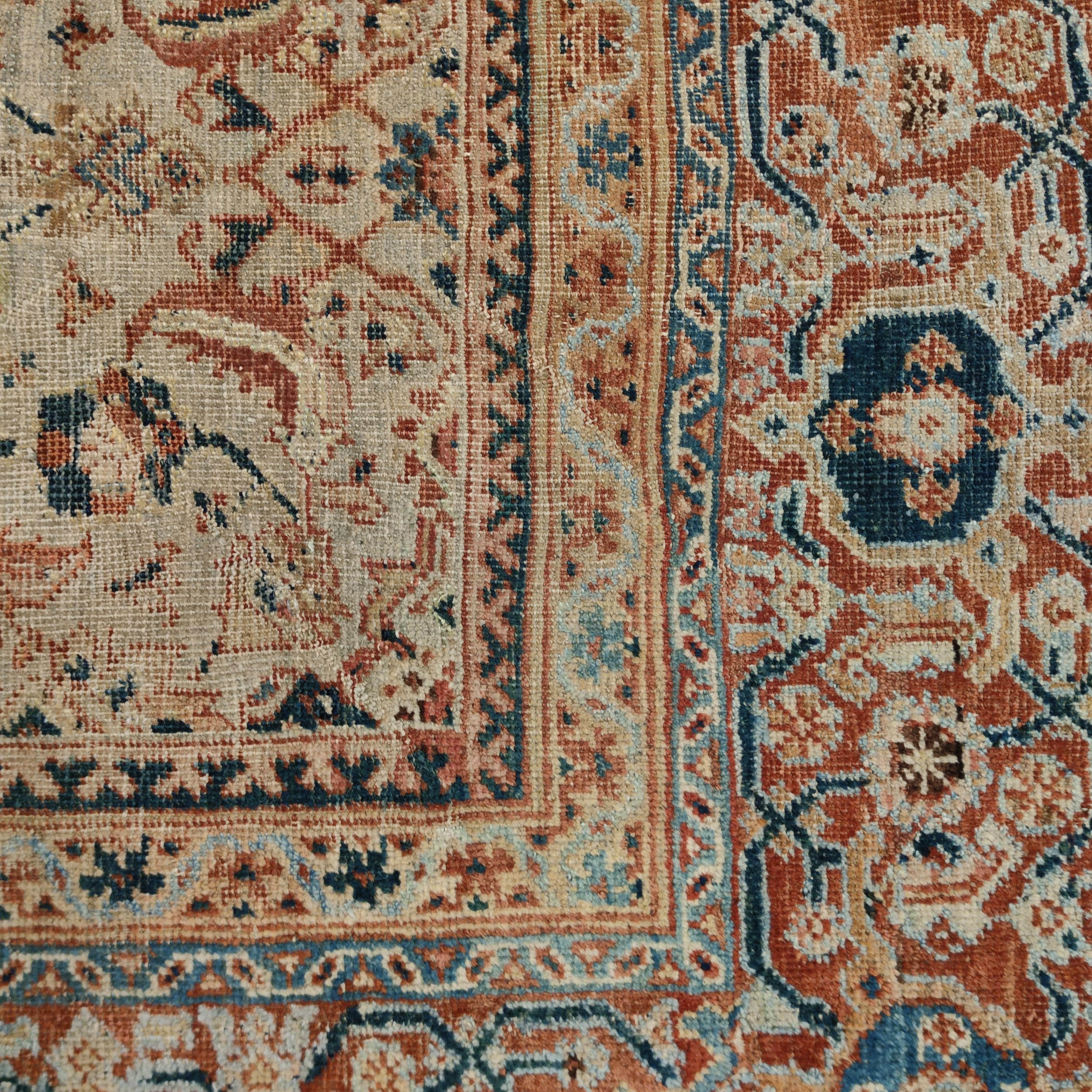 Antique Soft Teal Ziegler Sultanabad Rug with All-Over Pattern For Sale 2