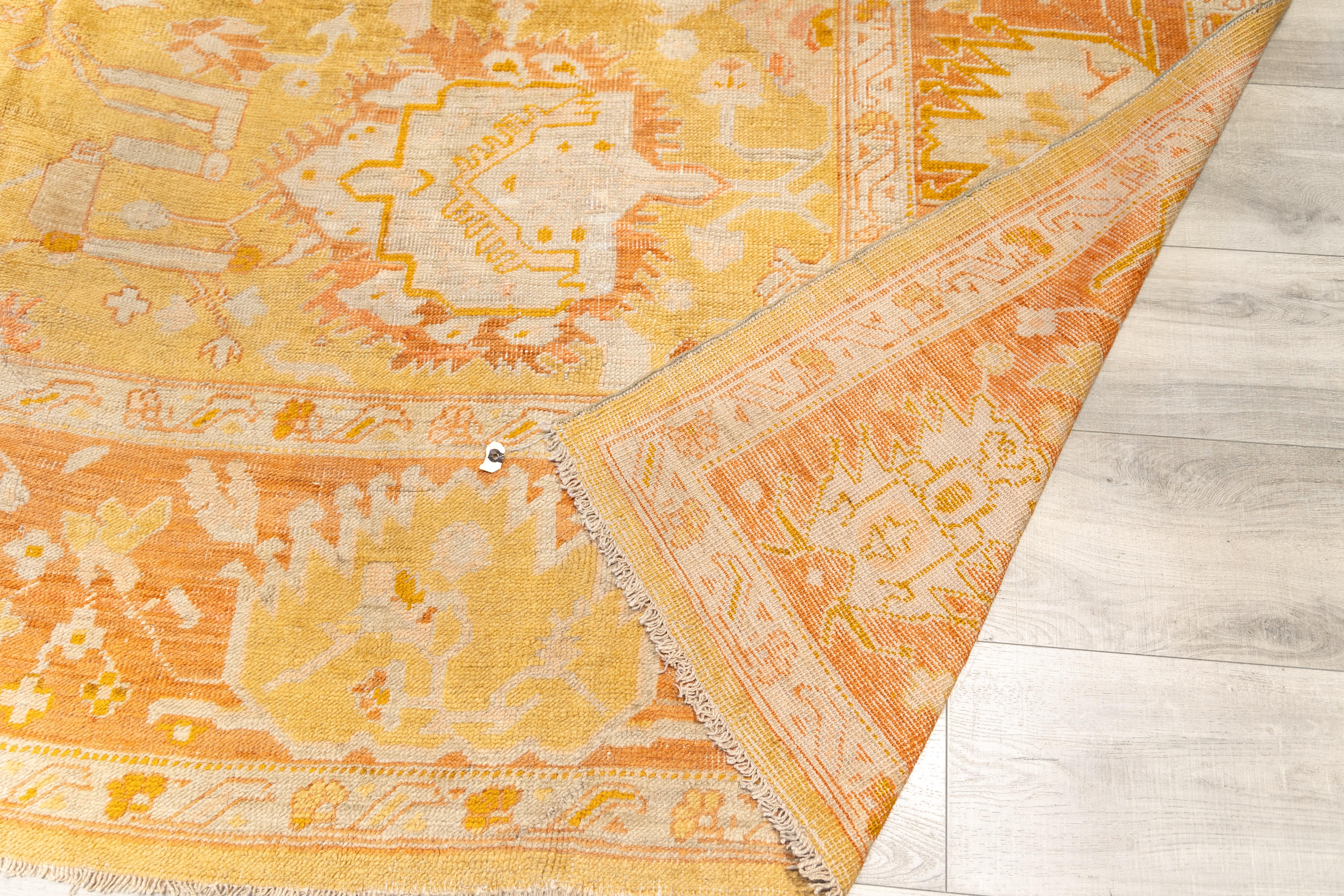 Turkish Antique soft tones all over design oushak rug  early 20th cent. For Sale