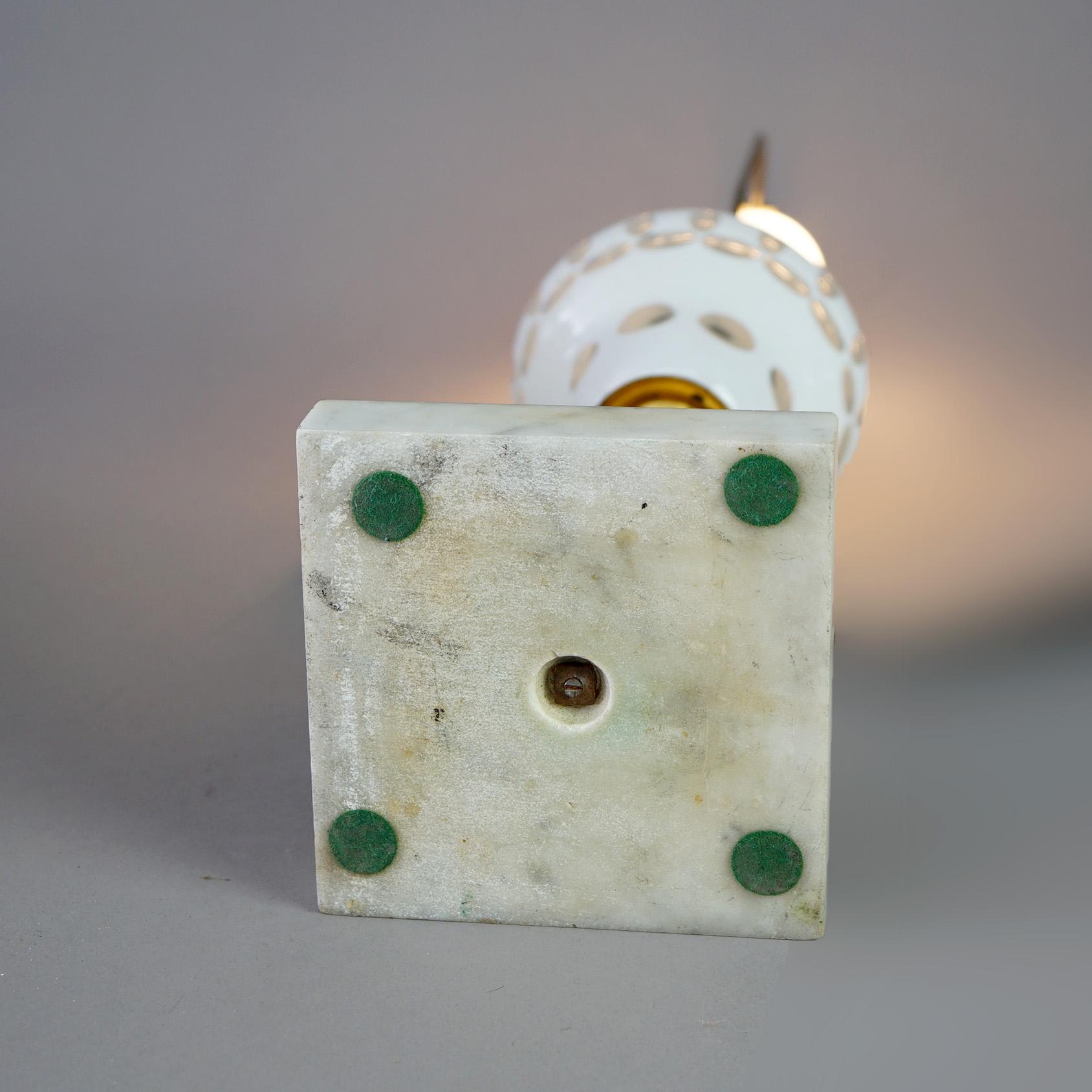 Antique Solar Kerosene Gilt Brass & Opalescent Cut To Clear Glass Base C1860 For Sale 2