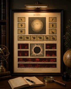 Antique Solar Study Chart “Die Sonne”, Meyers Scientific Plate Leipzig c.1900