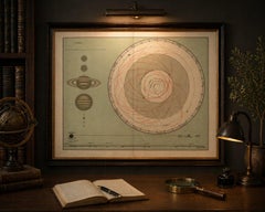 Antique Solar System Chart “Planetensystem”, Meyers Scientific Cosmos c.1900