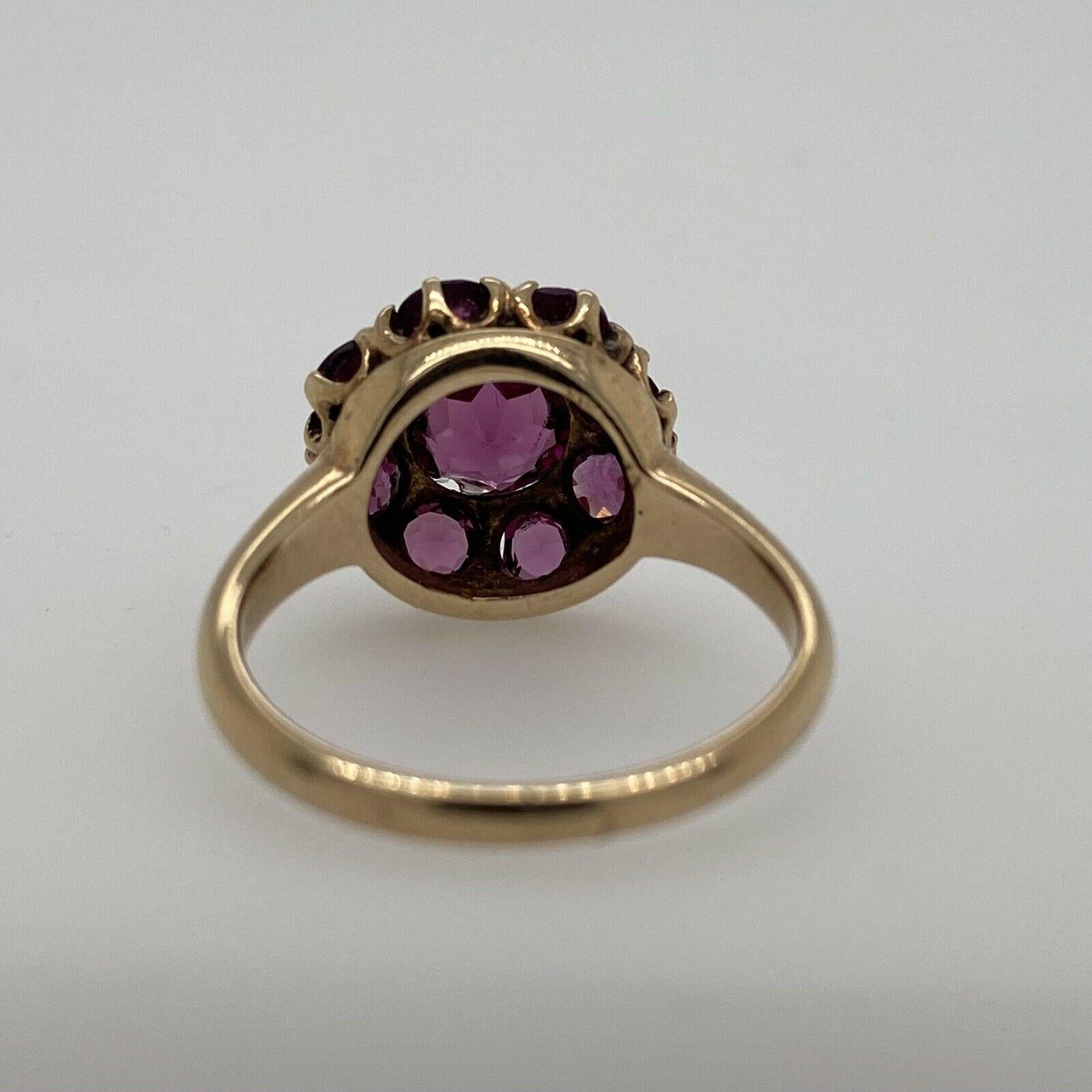 Antique Solid 10 Karat Yellow Gold Genuine Purple Sapphire Cluster Ring 4.0g In Good Condition In Manchester, NH