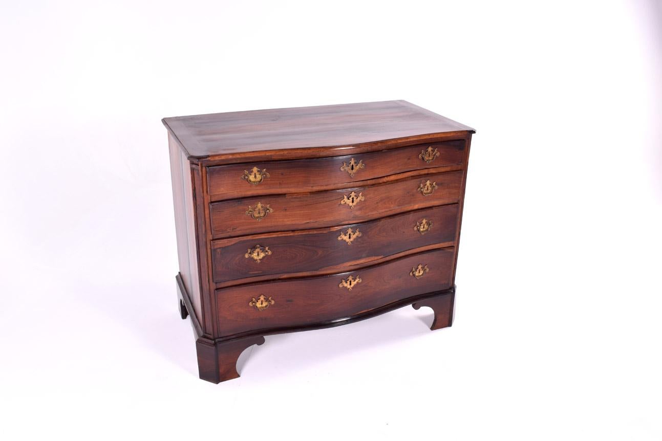 Other Antique Solid and Carved Portuguese Rosewood Commode with Metal Handles For Sale