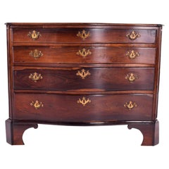 Antique Solid and Carved Portuguese Rosewood Commode with Metal Handles