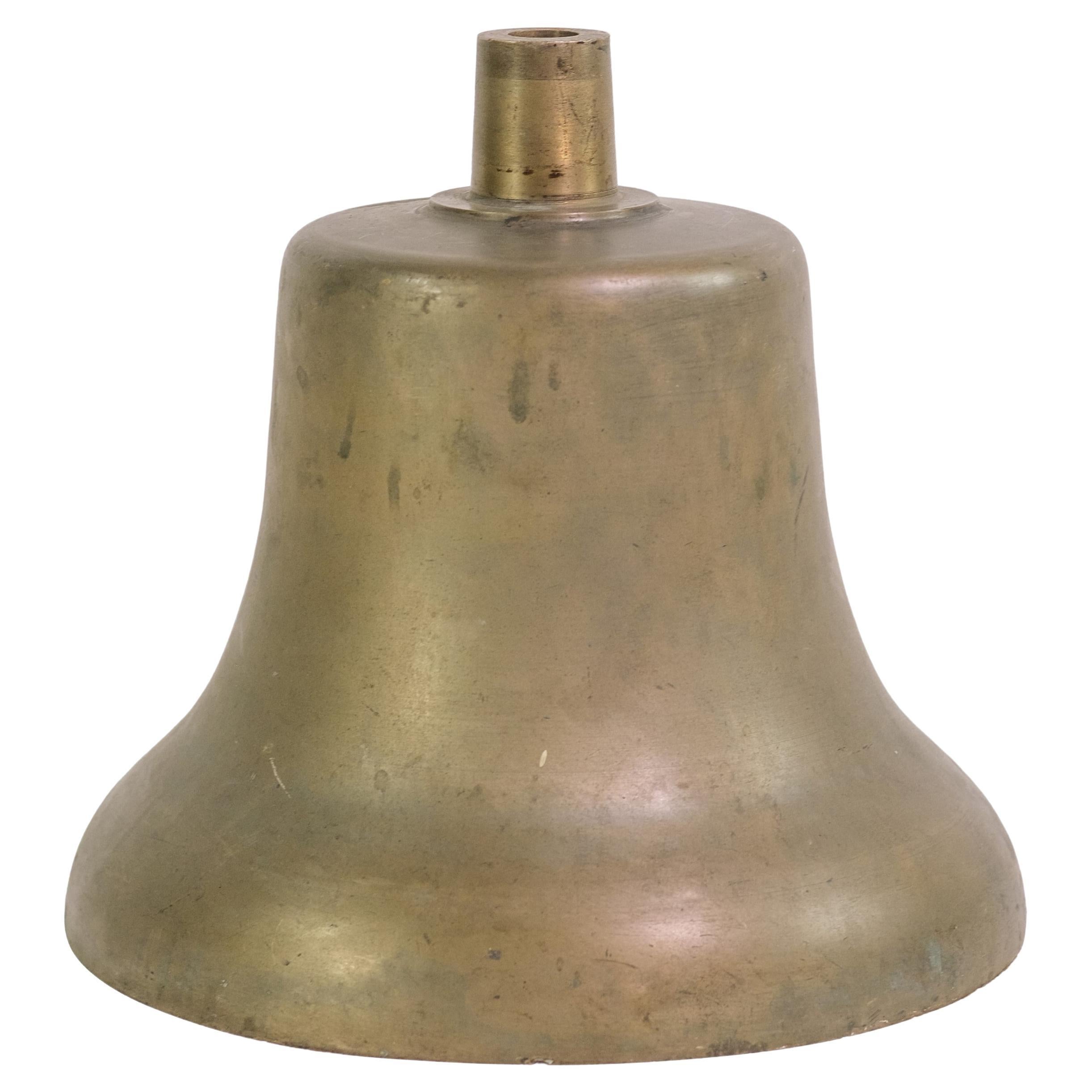 Antique Solid Brass Church Tower Bell w/o Clapper 40 Pounds For Sale