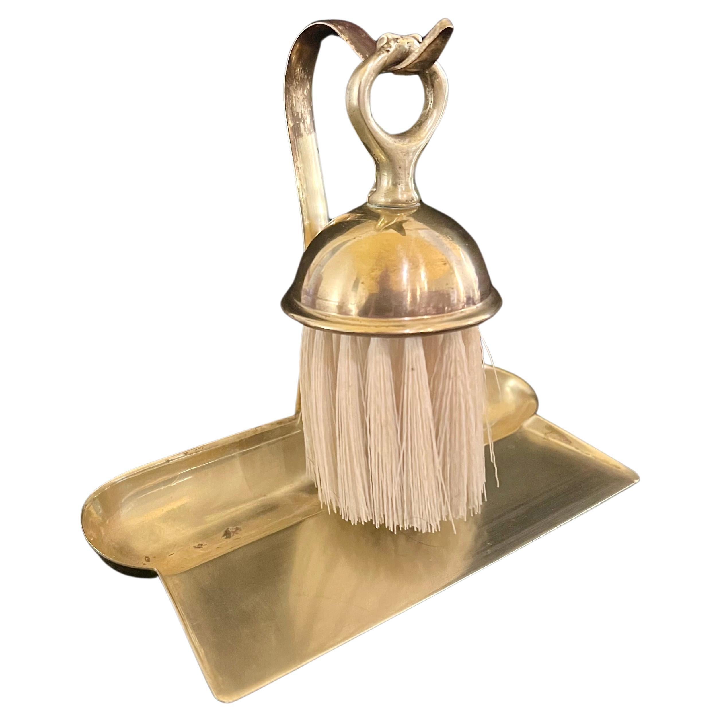 Antique Solid Brass Polished Silent Butler Crumb Catcher  For Sale