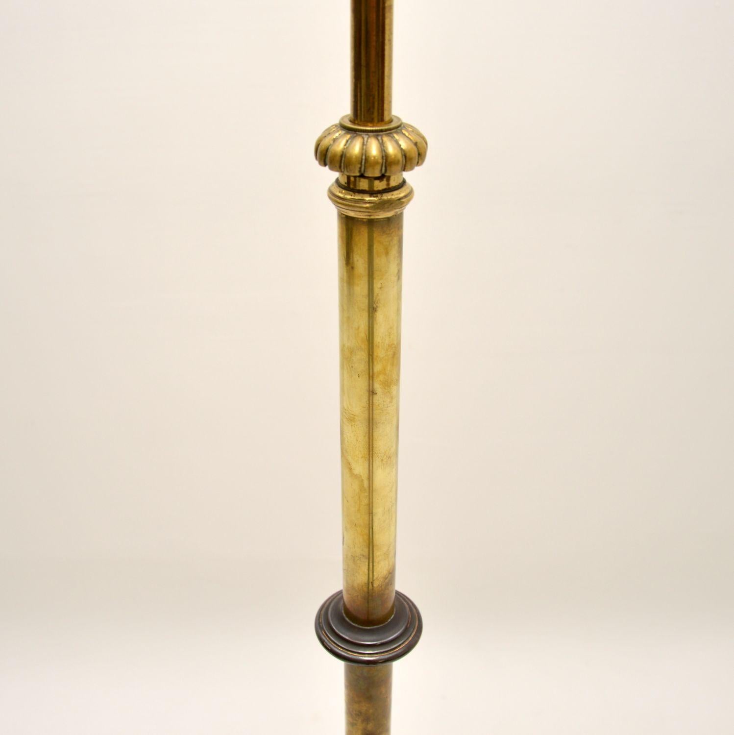 Antique Solid Brass Rise & Fall Floor Lamp In Good Condition In London, GB