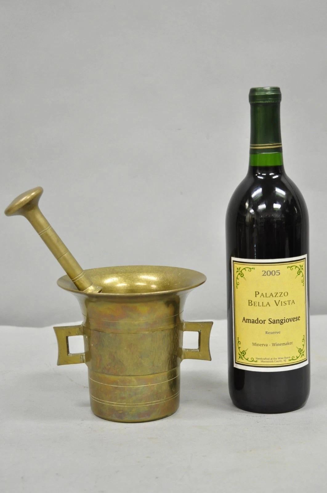 Antike solide Bronze Messing deutschen Apotheker Mörser mit Stößel - 2 Stück im Angebot 4