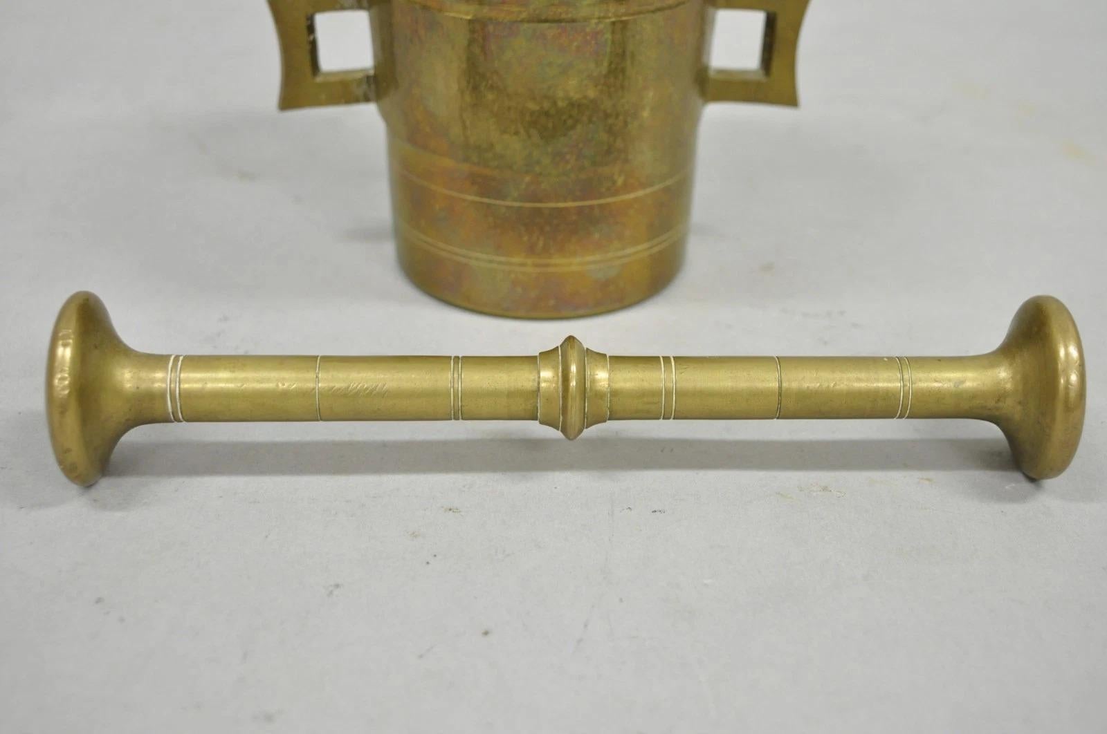 Antike solide Bronze Messing deutschen Apotheker Mörser mit St�ößel - 2 Stück im Angebot 2