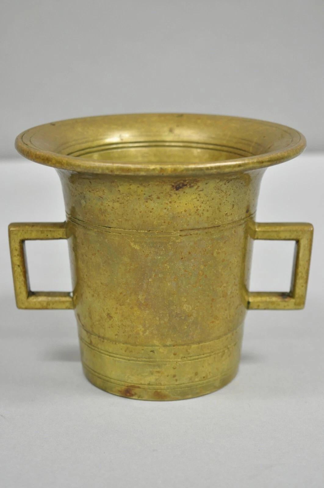 Antike solide Bronze Messing große deutsche Apotheker Mörser mit Stößel - 2 Stück (19. Jahrhundert) im Angebot