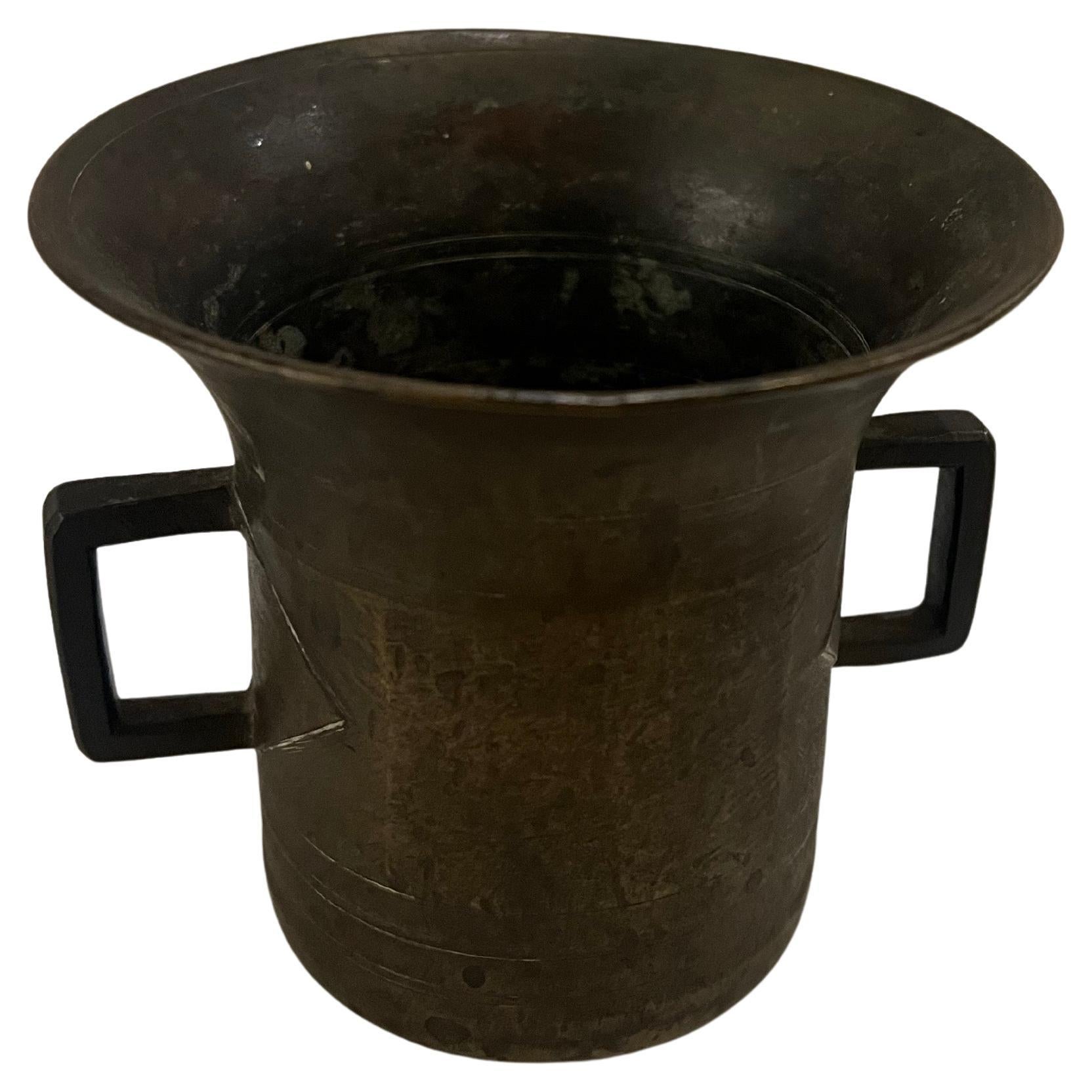 Antique Solid Bronze Mortar with Handles Arts & Crafts