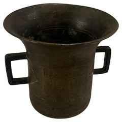 Antique Solid Bronze Mortar with Handles Arts & Crafts