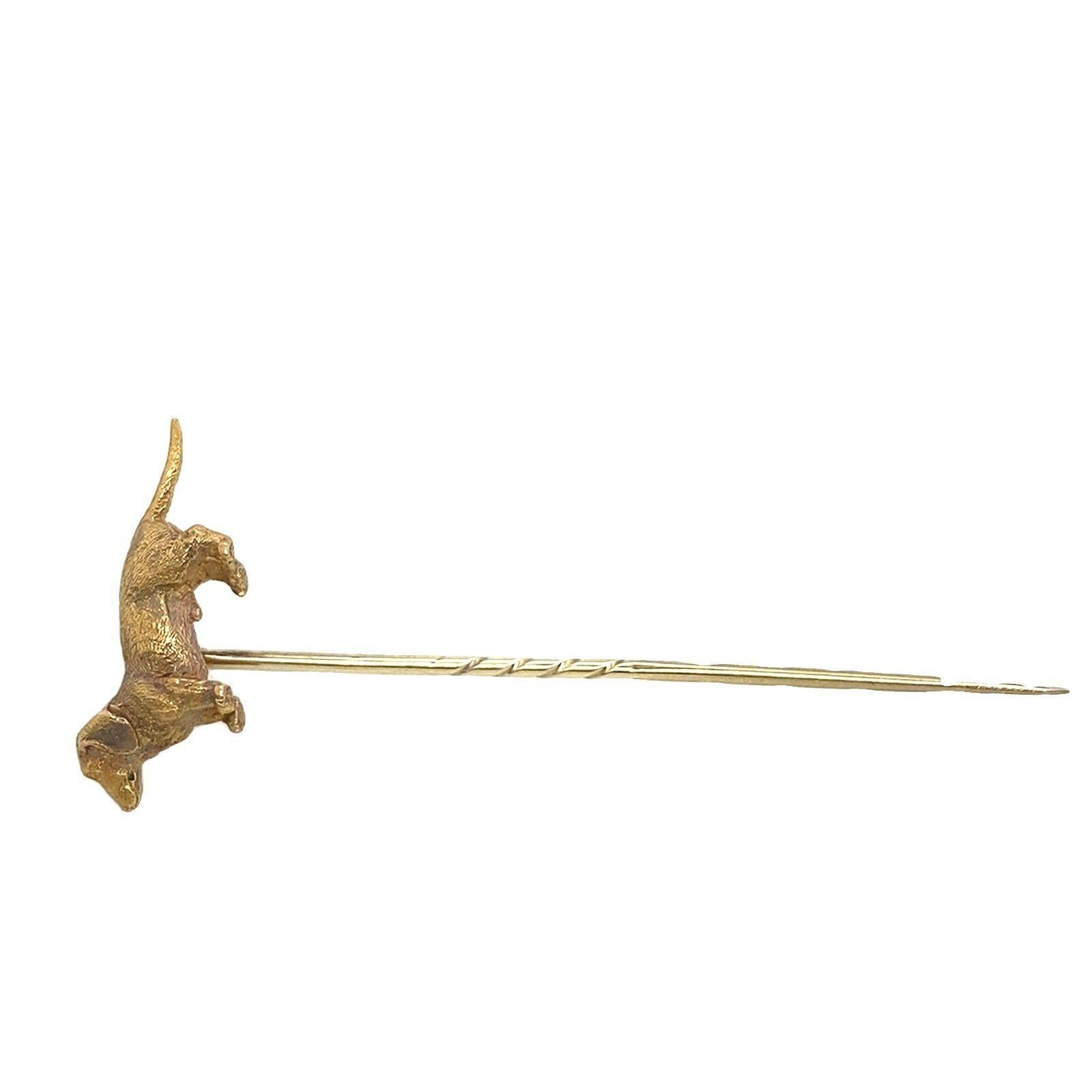 Women's Antique Solid Dachshund Stickpin Brooch in 21ct & 11ct Gold