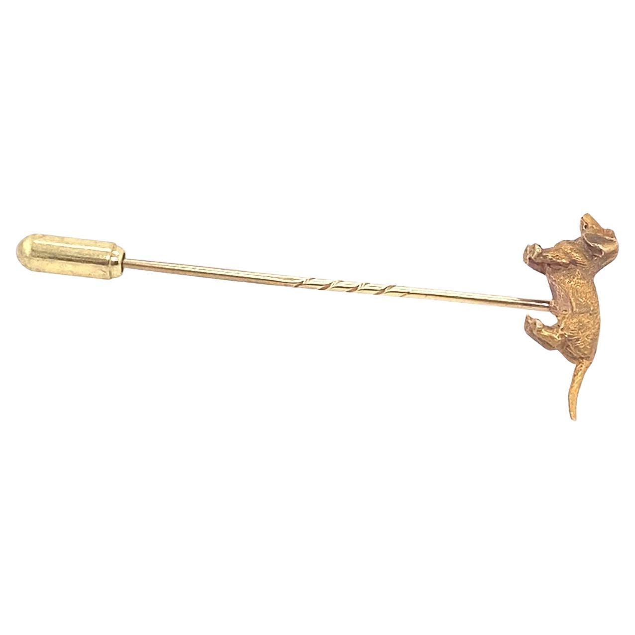 Antique Solid Dachshund Stickpin Brooch in 21ct & 11ct Gold