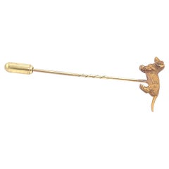 Antique Solid Dachshund Stickpin Brooch in 21ct & 11ct Gold