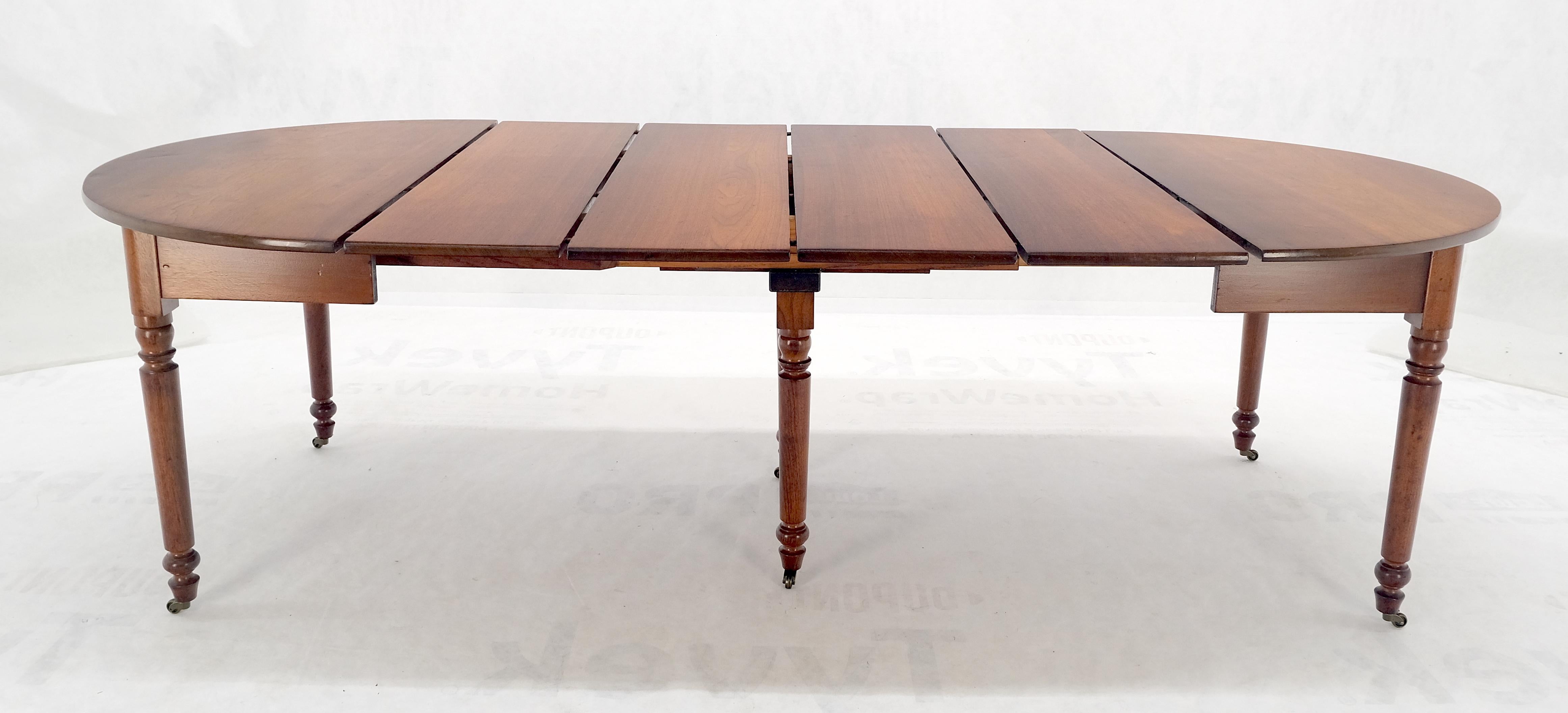 Antique Solid Light Amber Walnut Round Dining Table 4 Extension Boards MINT! For Sale 3
