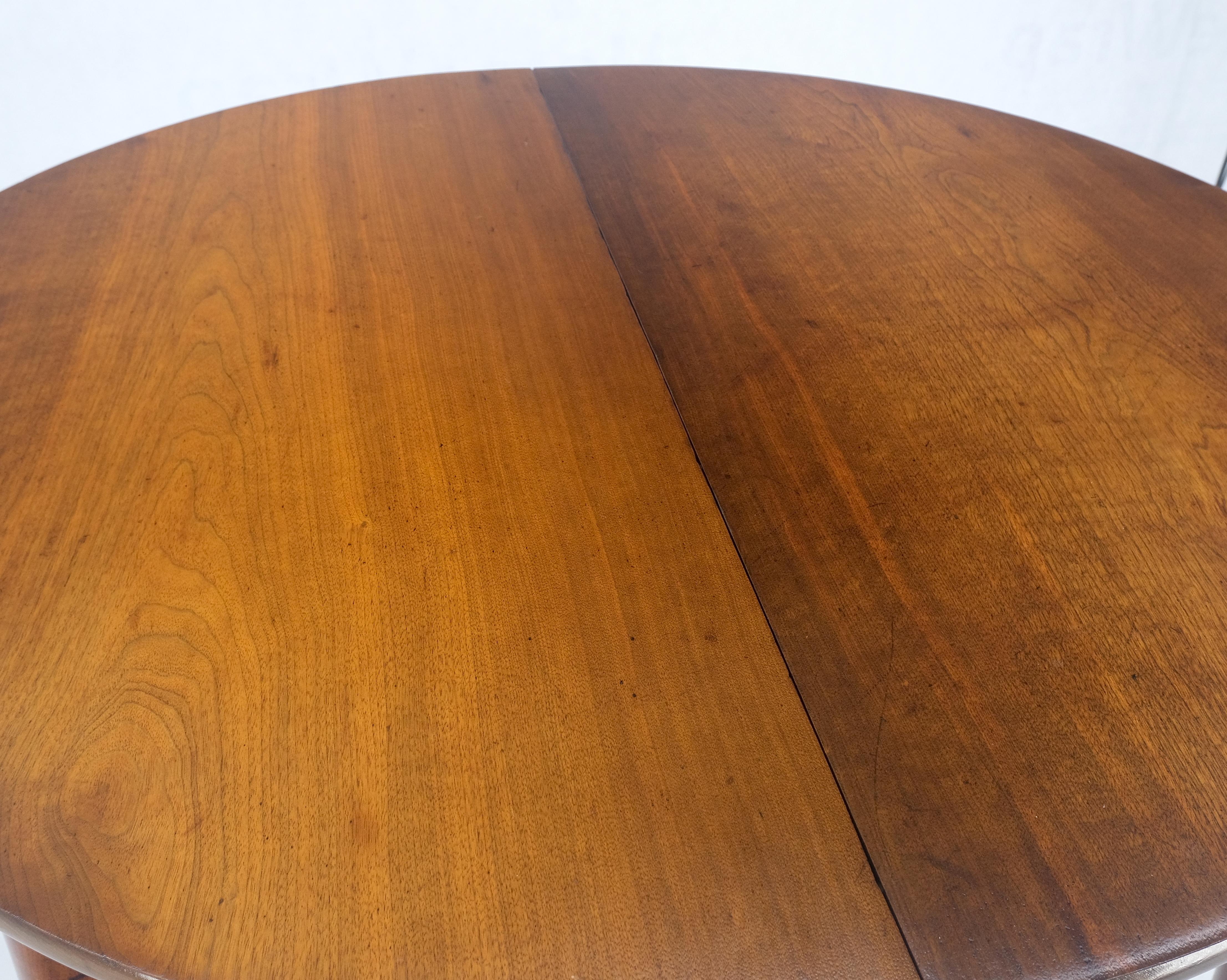 Antique Solid Light Amber Walnut Round Dining Table 4 Extension Boards MINT! For Sale 5